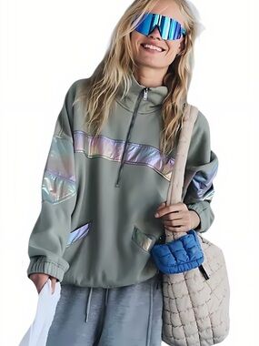 Free People FP Movement Olive Iridescent Pullover XS